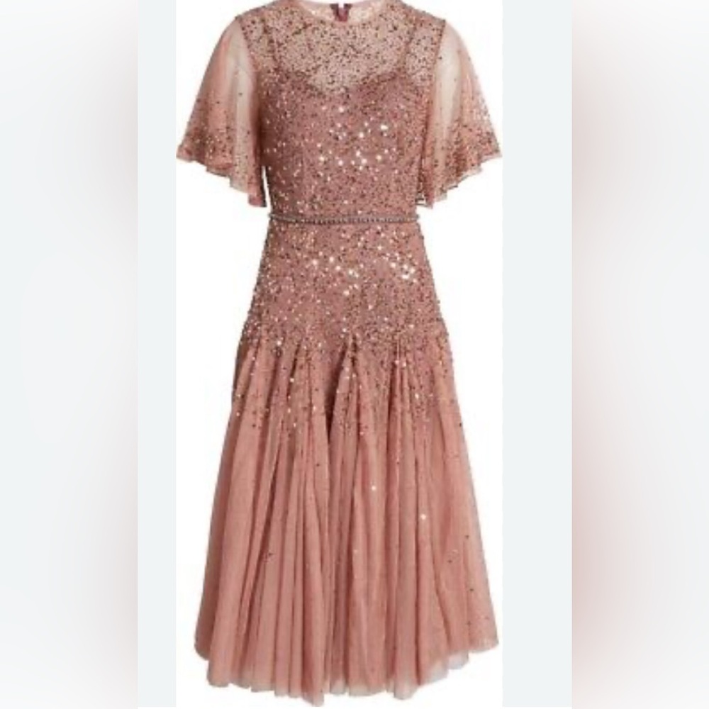 Mac Duggal 93655 Rosewood Beaded Midi Dress 6